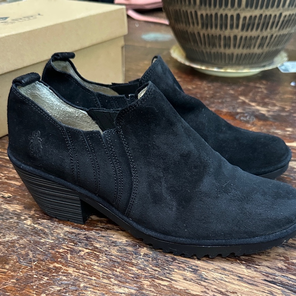 Fly London Black Suede Women's Ankle Booties